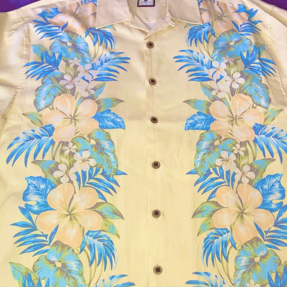 Vintage Hawaiian Shirt Tropical Men's Sz XL 100% Silk By JAMAICA JAXX Yellow NEW - Picture 7 of 8